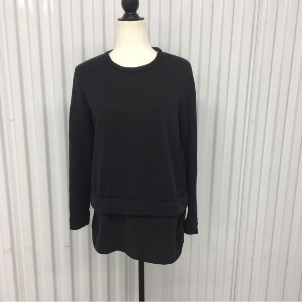 COS Black Long Sleeve Crewneck Sweatshirt Silk Accent Size: Small - Picture 3 of 15